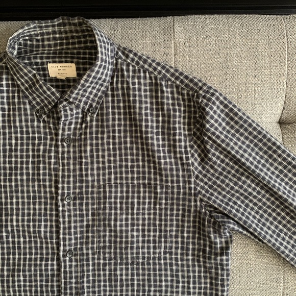 Club Monaco Micro-check Long Sleeve Shirt - Picture 4 of 6